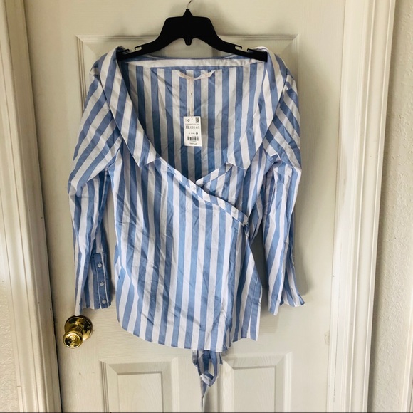 Zara Tops - NWT ZARA striped off the shoulder blouse size XL